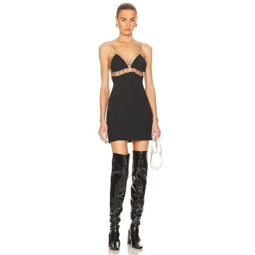 COPERNI Ring Embroidered Dress in Black Mini Cut out Cocktail dress NWT size 10